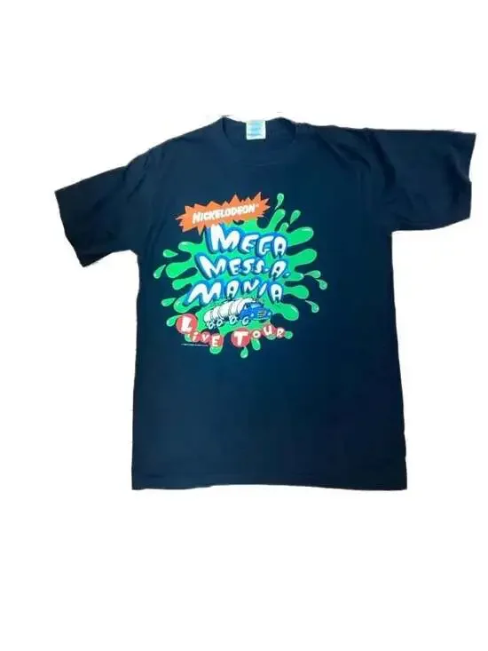 Vintage 1995 Nickelodeon Mega Mess-A-Mania Live Tour T-Shirt Black Size Medium - Picture 2 of 11